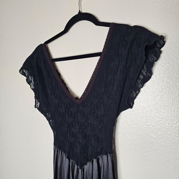 Vintage TJW S Slip Dress Black Lace Ruffle Babydoll Fairy Grunge Whimsigoth - Picture 6 of 8